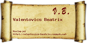 Valentovics Beatrix névjegykártya